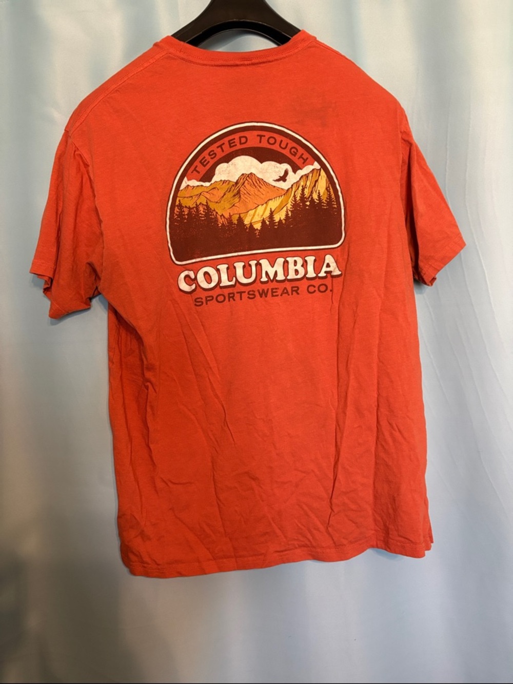 Columbia Orange Short-Sleeve Graphic Tee with Mountain Logo